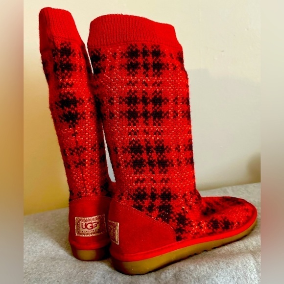 UGG Other - Ugg 1877 Carly Jester plaid red sweater boots size youth 3